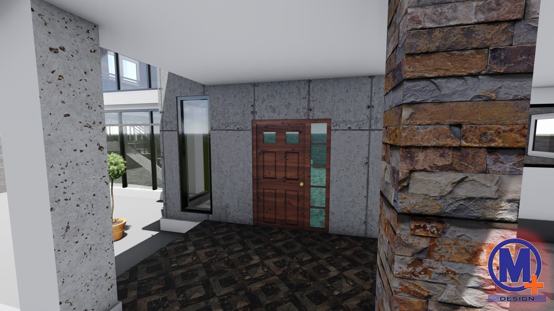 Modern Black and gray house 3D model_4