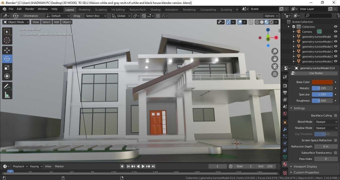 Modern Black and gray house 3D model_5