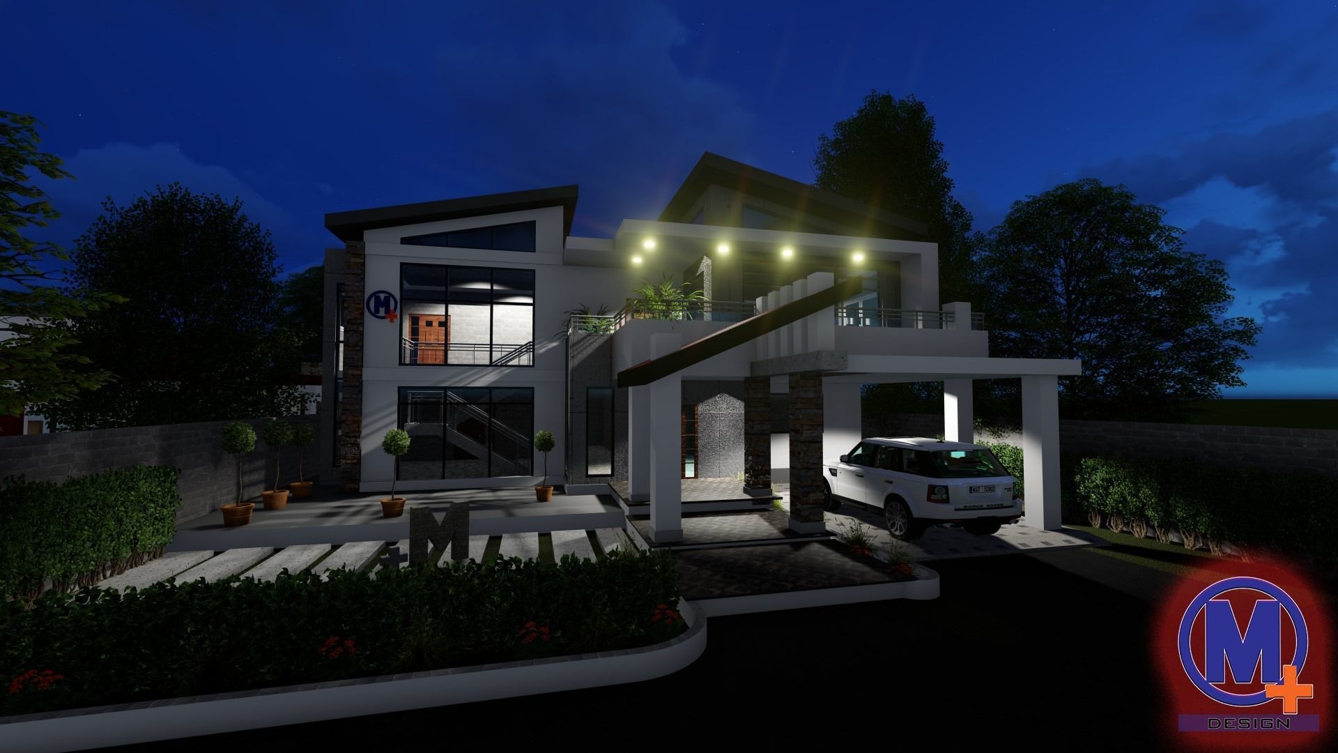 Modern Black and gray house 3D model_2