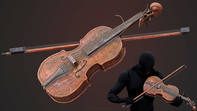 Old Violin Low-poly 3D model