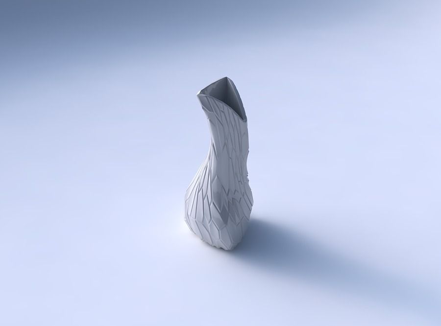 Vase twist puffy bent triangle with organic cells 3D print model_3