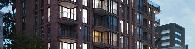 Apartment Building In Uk 3D model 7