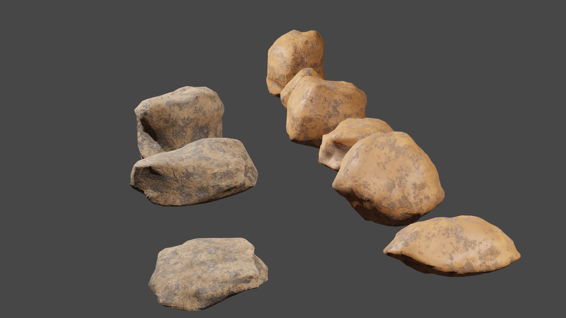 Stones group of rocks Low-poly 3D model_1