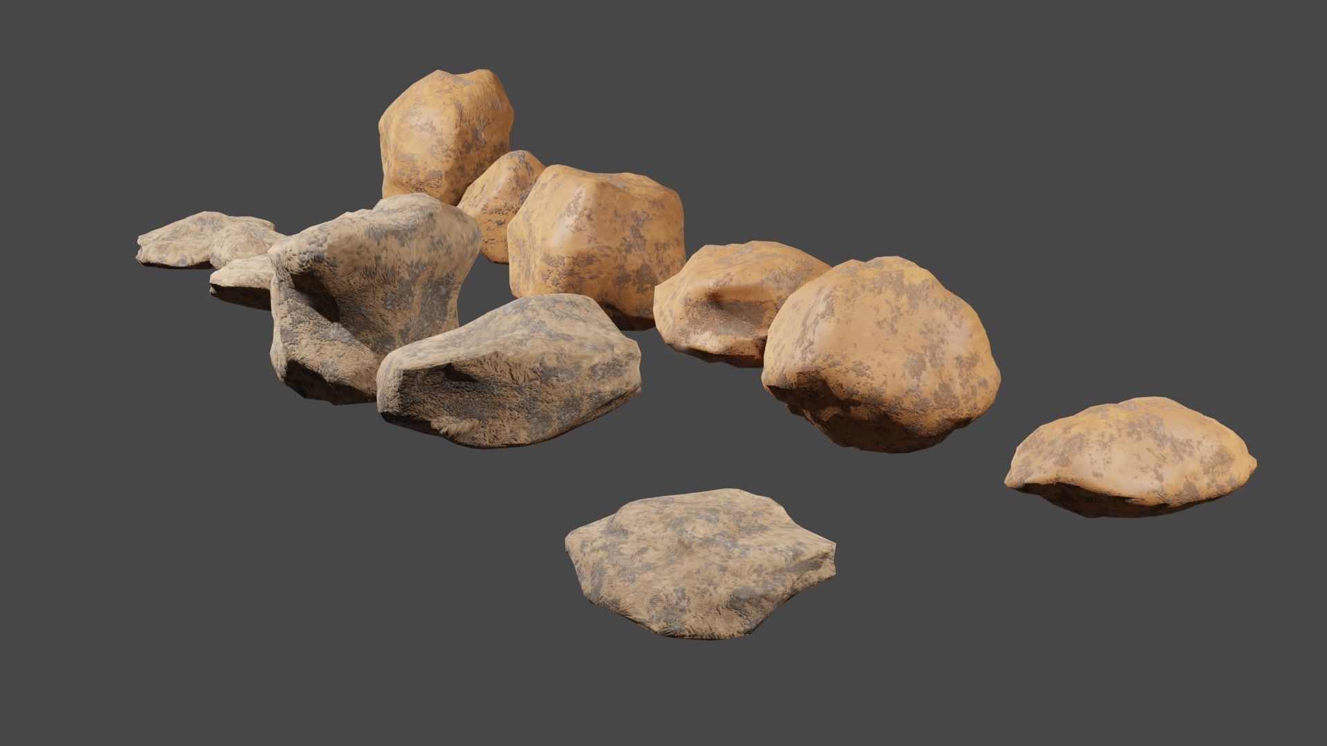 Stones group of rocks Low-poly 3D model_2