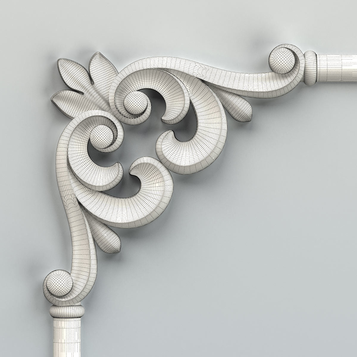 Carved decor corner 012 3D model_5