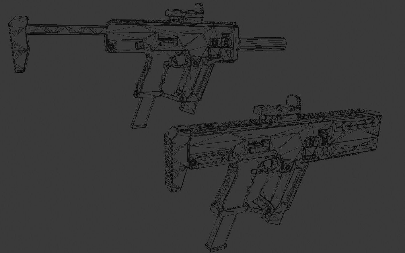 SRU-PDW-K Pistol Carbine Kit Low-poly 3D model_8