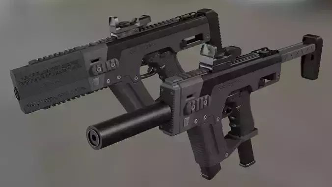 SRU-PDW-K Pistol Carbine Kit Low-poly 3D model