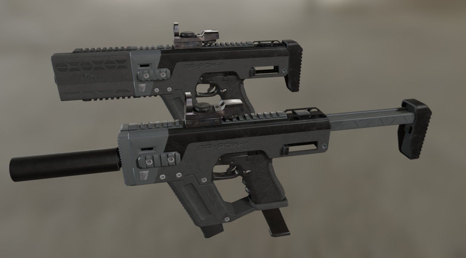 SRU-PDW-K Pistol Carbine Kit Low-poly 3D model_2