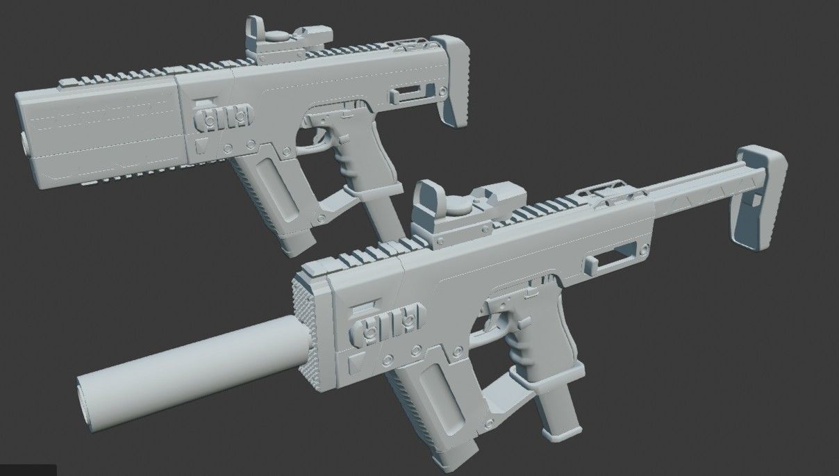 SRU-PDW-K Pistol Carbine Kit Low-poly 3D model_7
