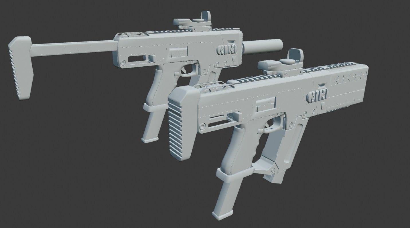 SRU-PDW-K Pistol Carbine Kit Low-poly 3D model_6