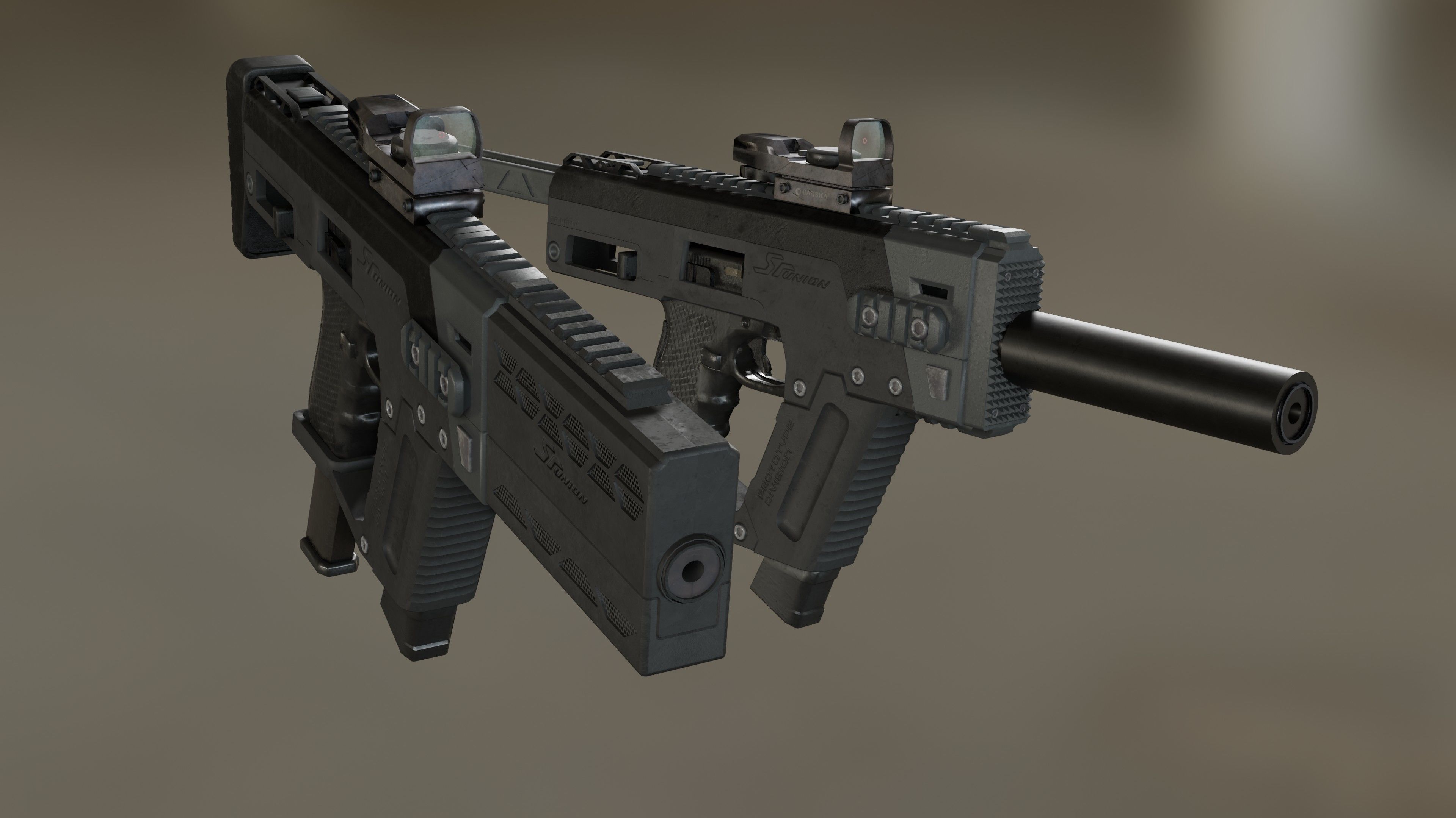 SRU-PDW-K Pistol Carbine Kit Low-poly 3D model_1