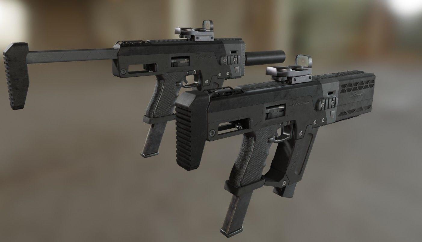 SRU-PDW-K Pistol Carbine Kit Low-poly 3D model_5