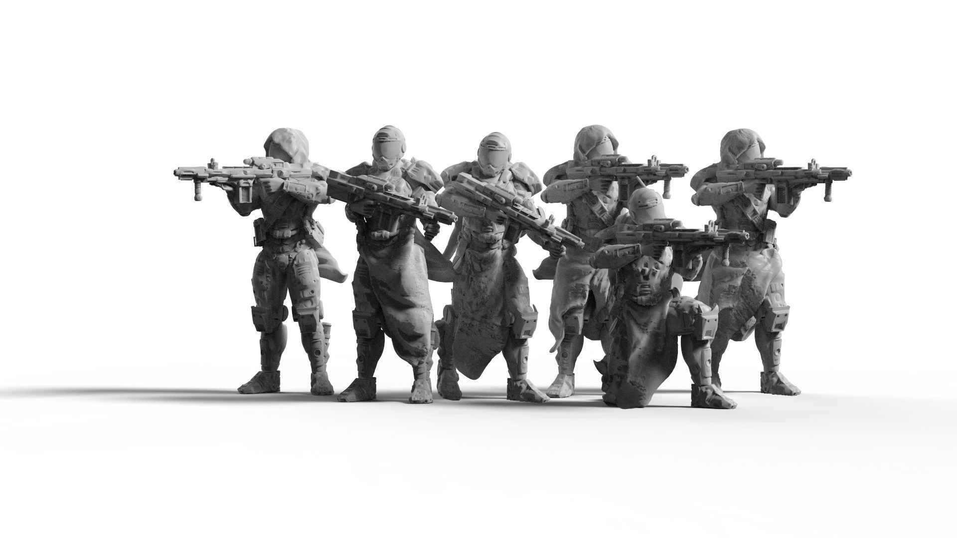 Scifi Infantry Squad 3D print model_2