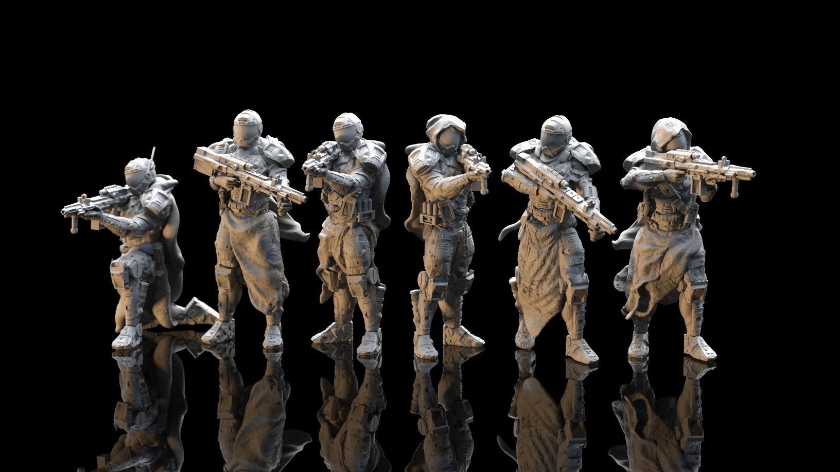 Scifi Infantry Squad 3D print model_1