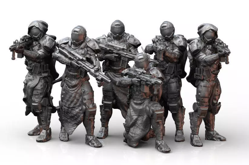Scifi Infantry Squad 3D print model_0