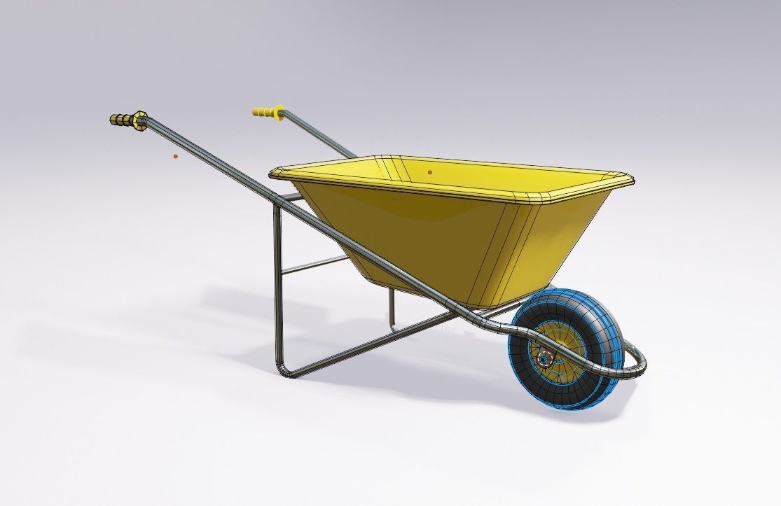 well made wheel barrow Low-poly 3D model_3