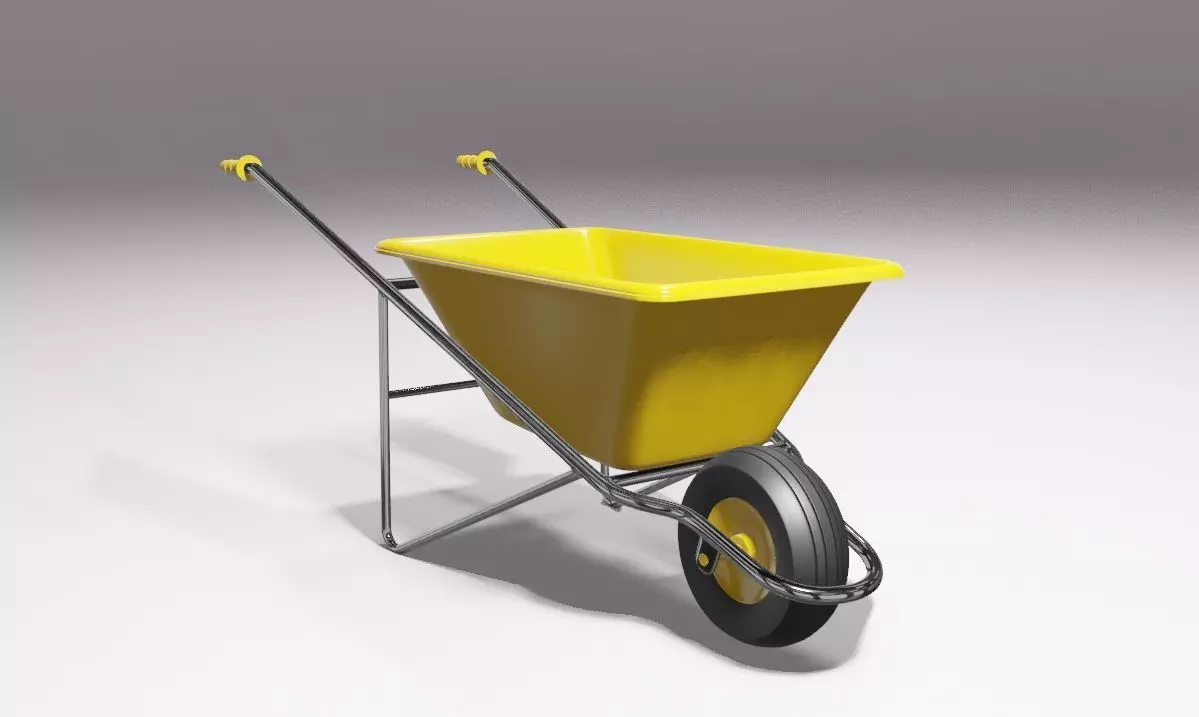 well made wheel barrow Low-poly 3D model_0