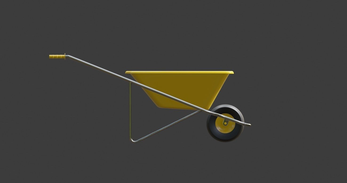well made wheel barrow Low-poly 3D model_2