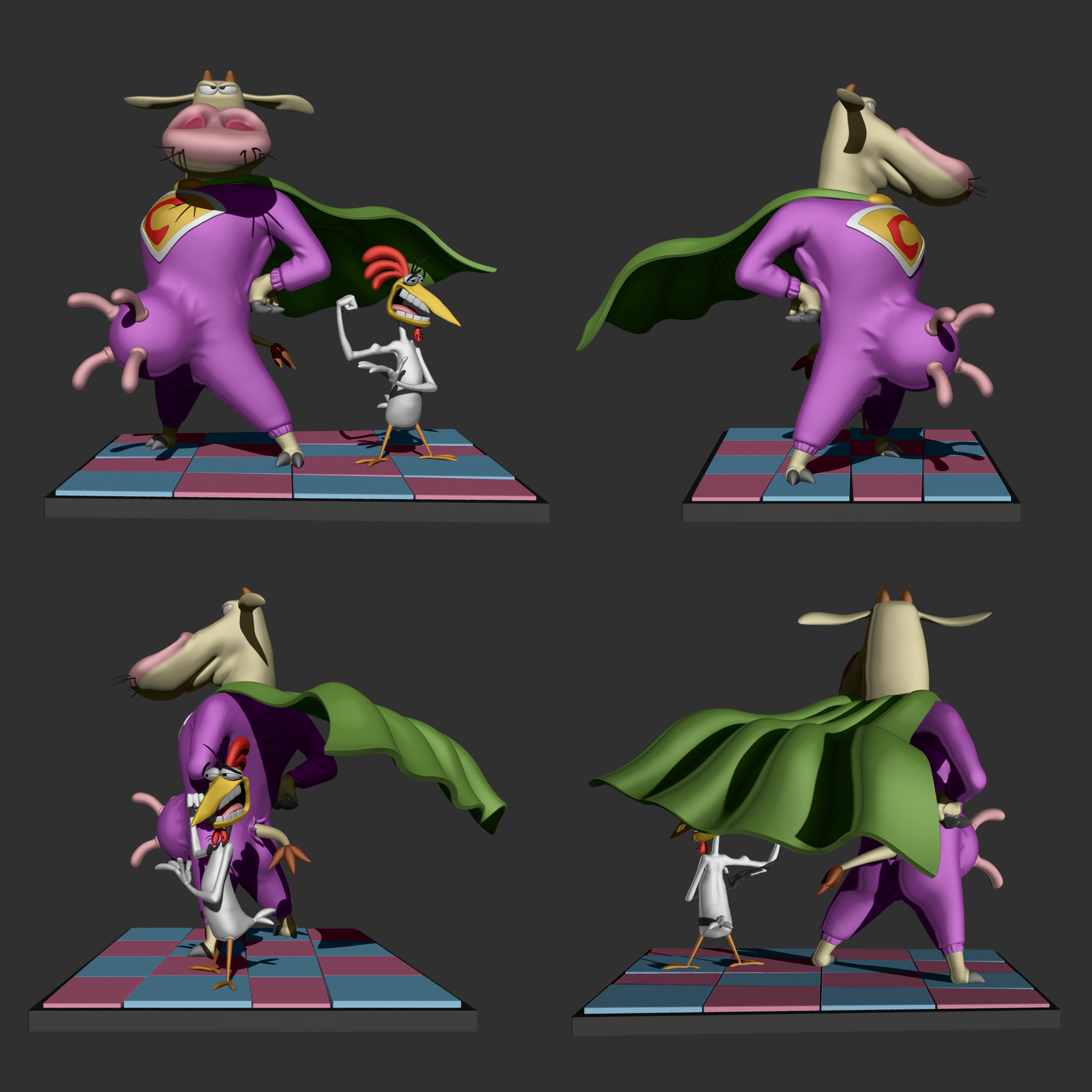 cow and chicken - 3d print model 3D print model_1