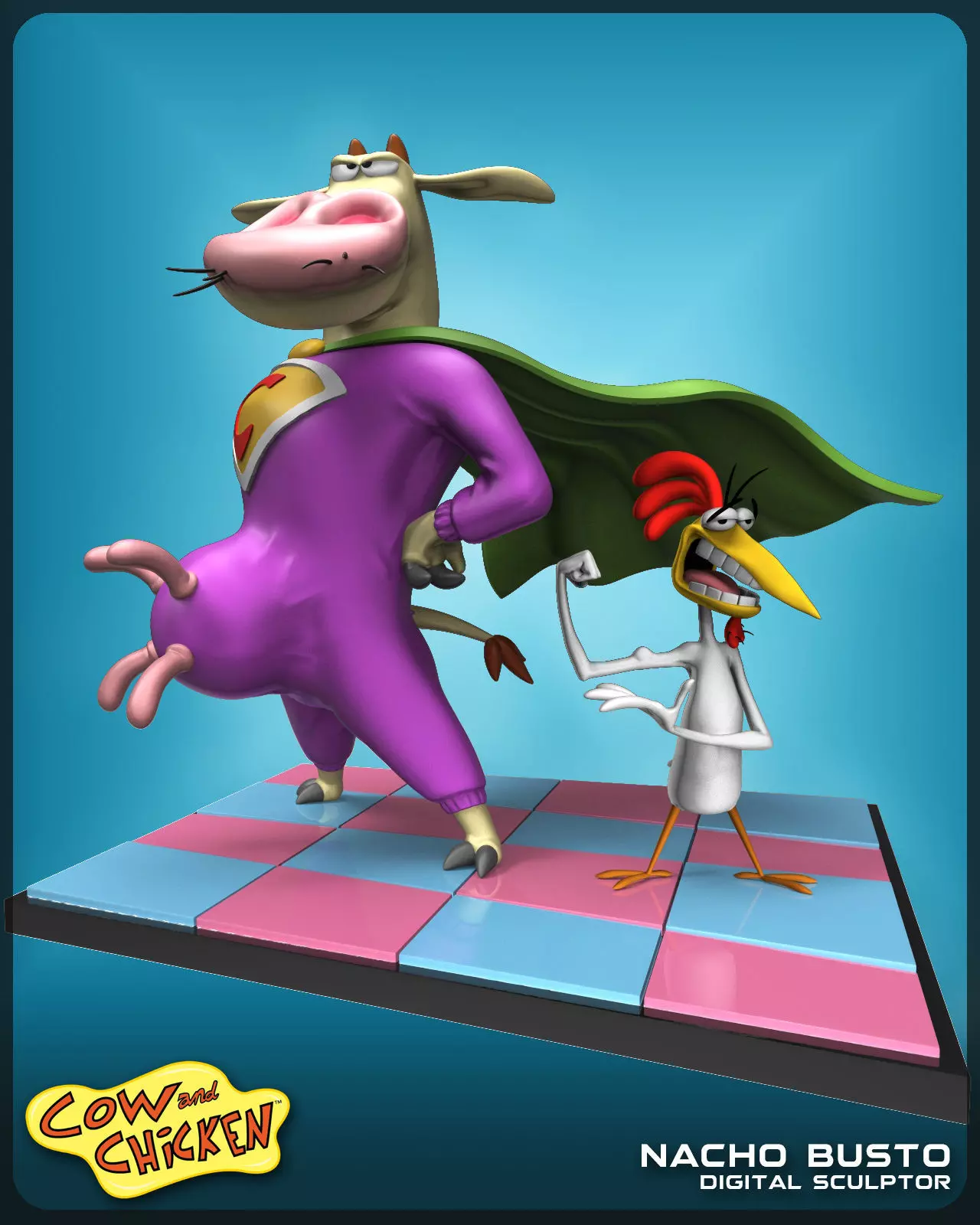 cow and chicken - 3d print model 3D print model_0