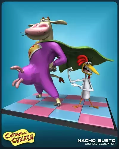 cow and chicken - 3d print model