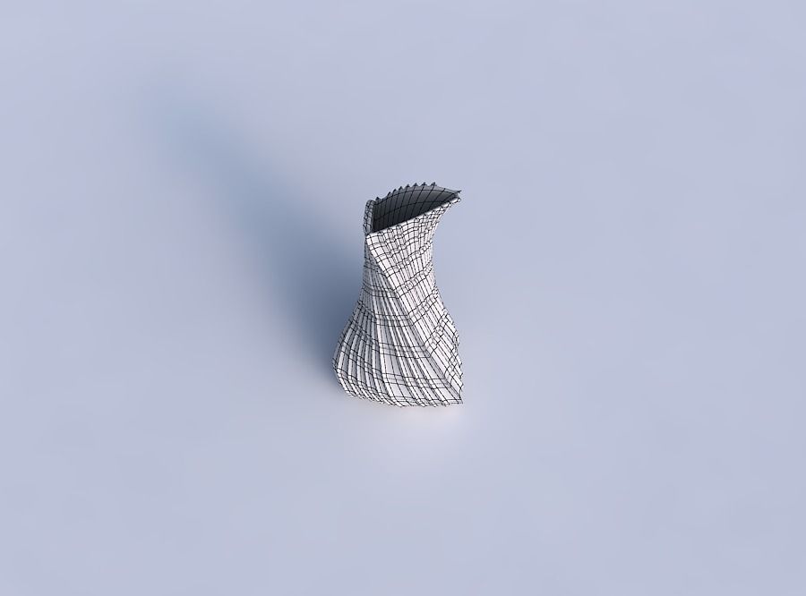 Vase twist puffy bent triangle with strange tiles 3D print model_6