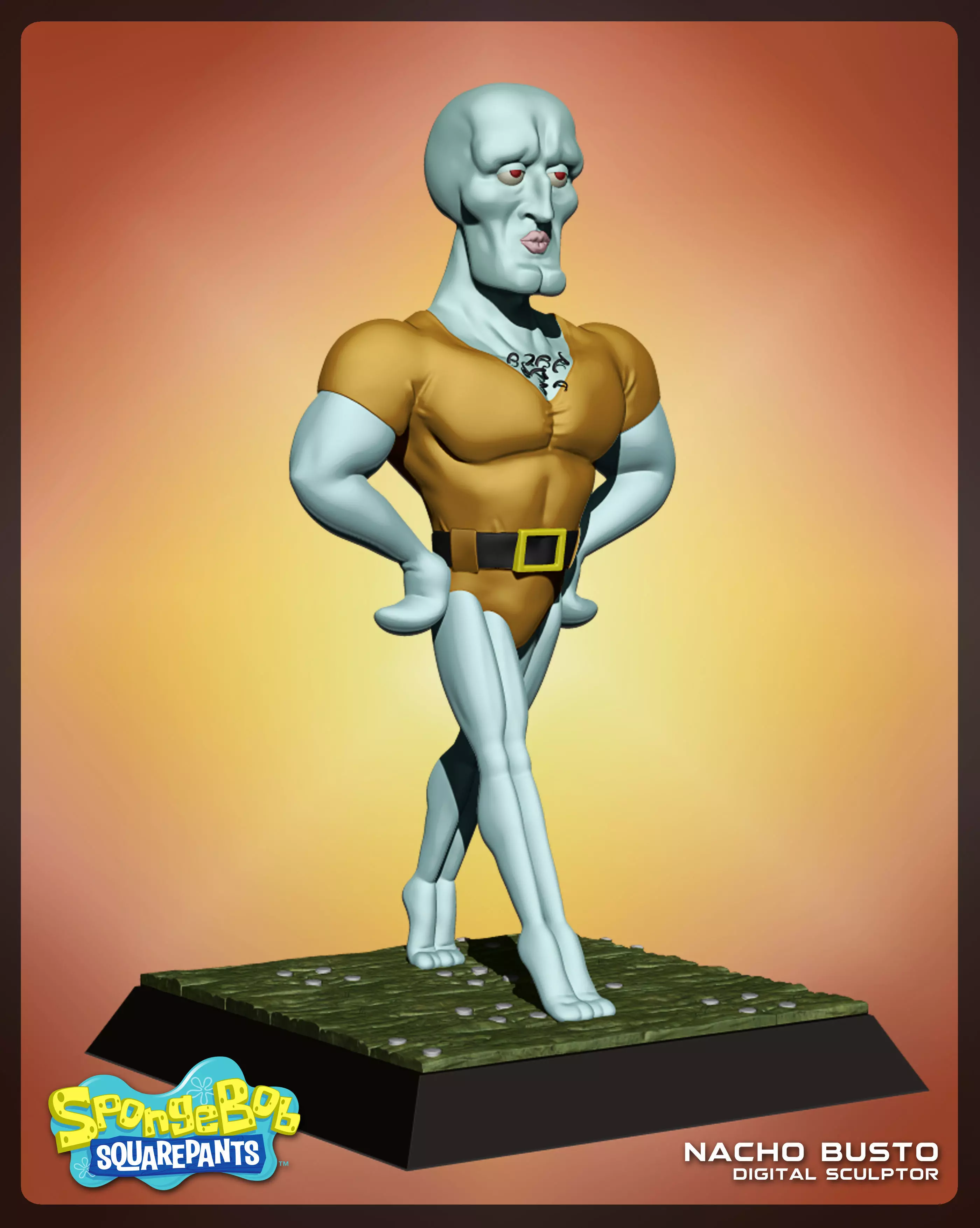 handsome squidward - spongebob for 3d print model 3D print model_0