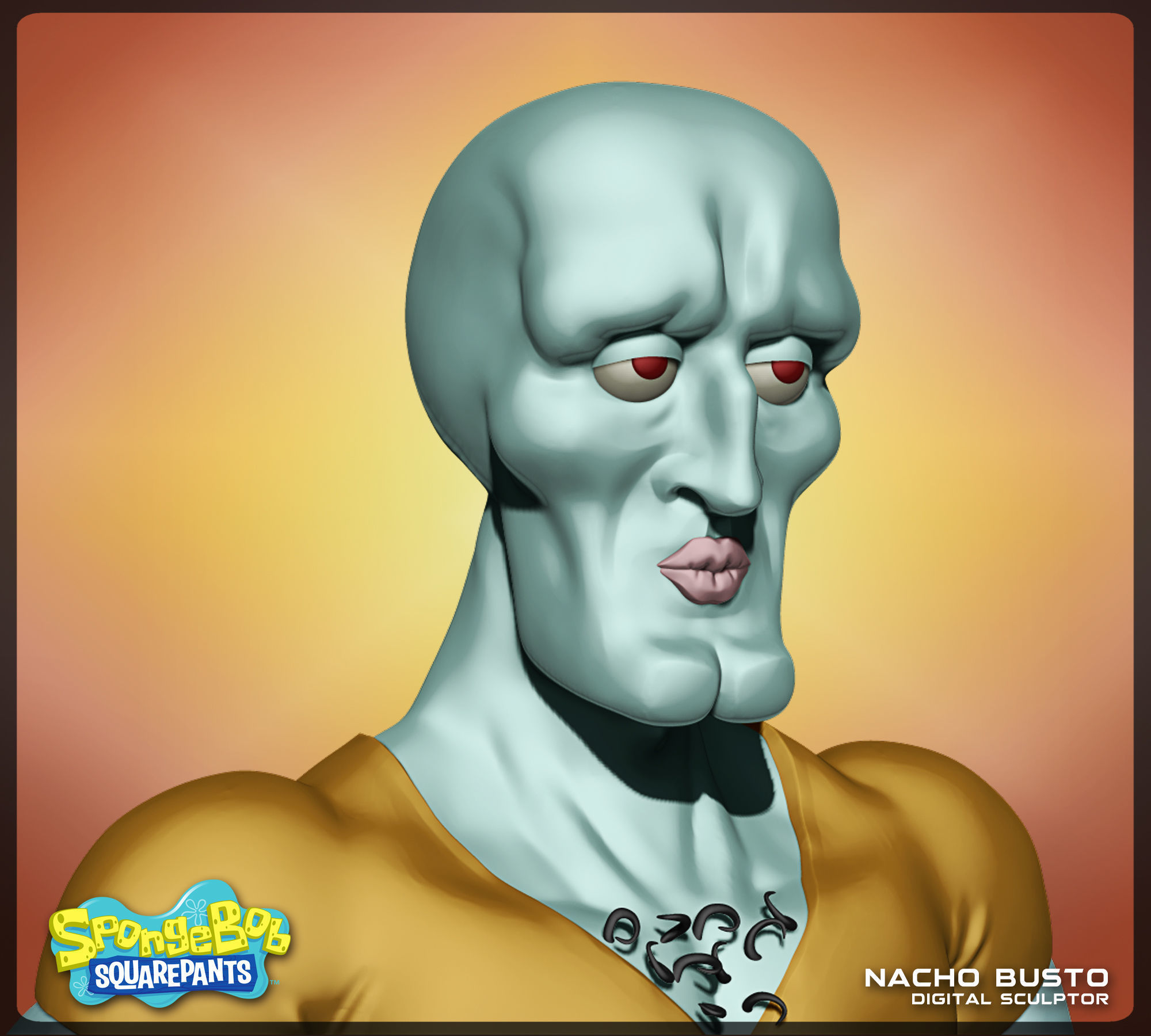 handsome squidward - spongebob for 3d print model 3D print model_1