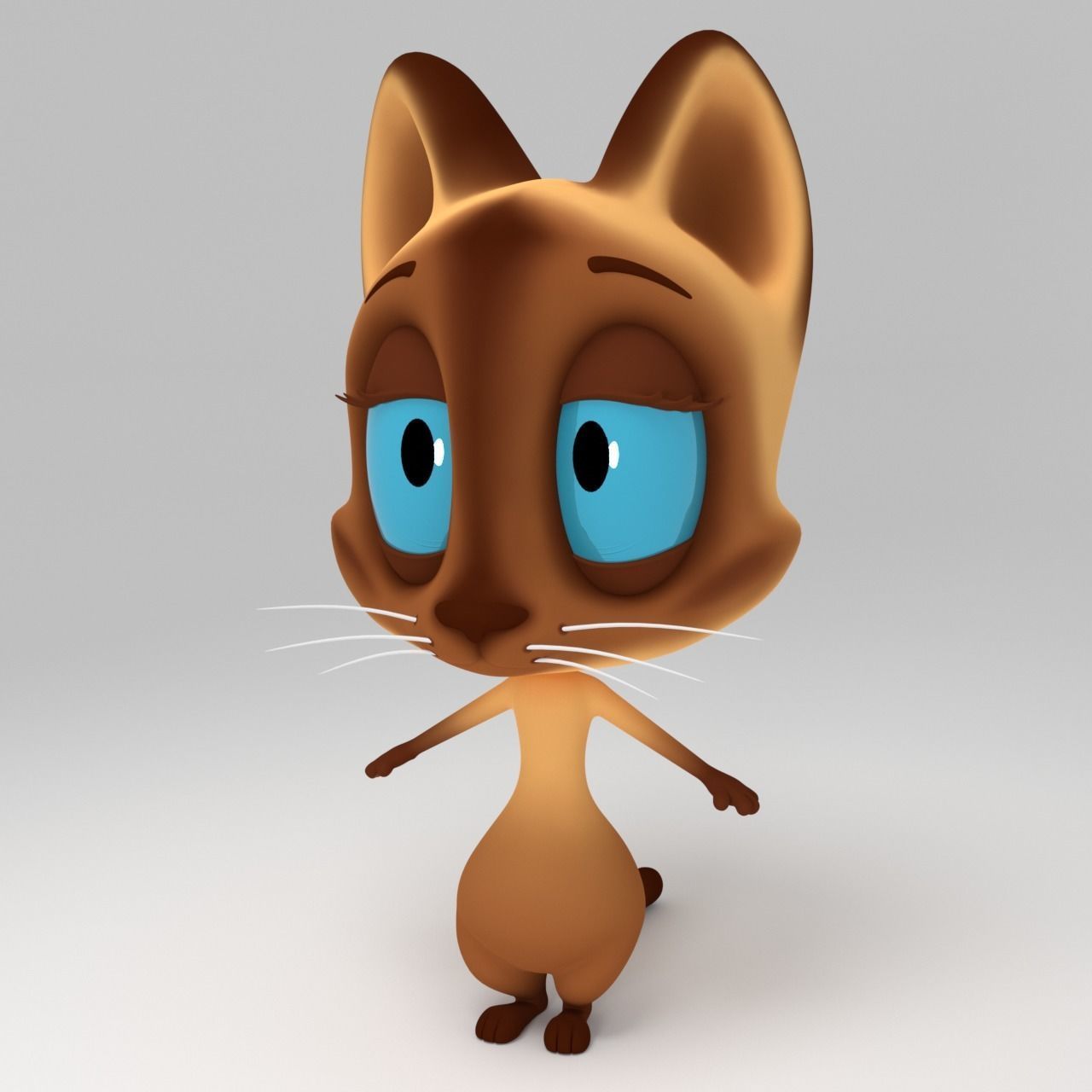 Stylized cartoon Cat rigged 3D model_4