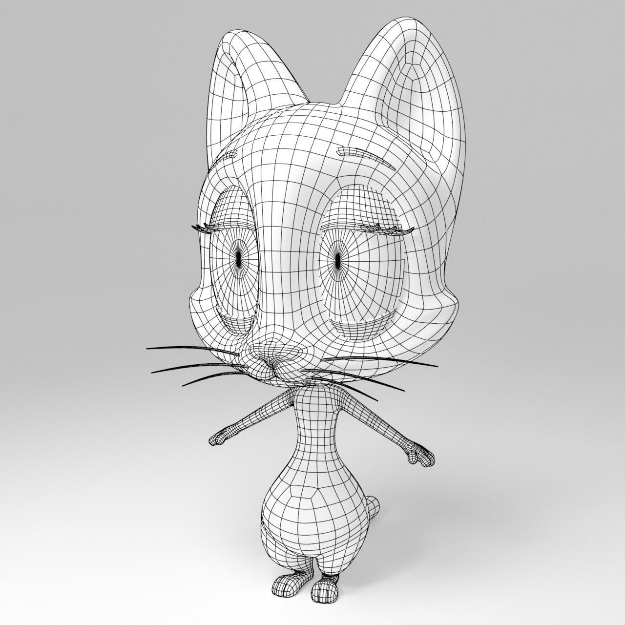 Stylized cartoon Cat rigged 3D model_16