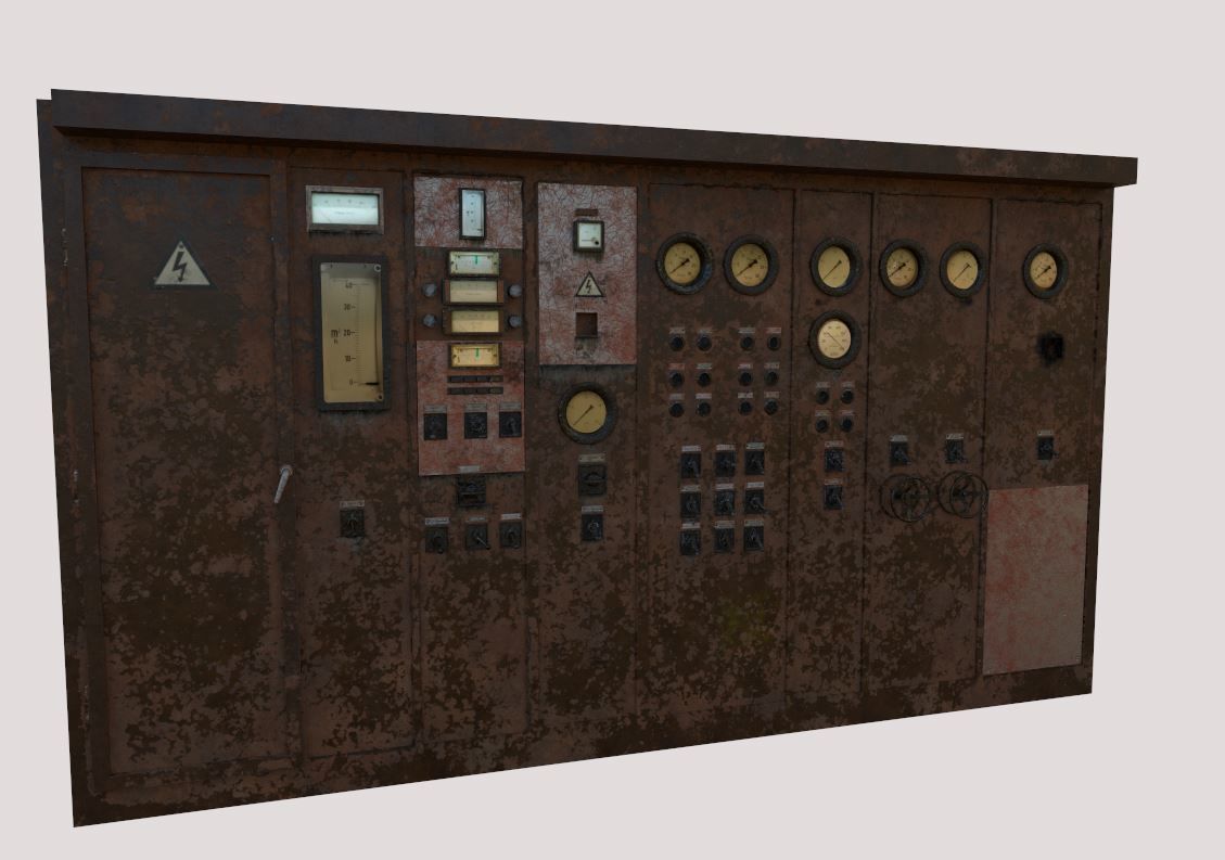 Old Abandoned Factory Control Panel 3D model_13