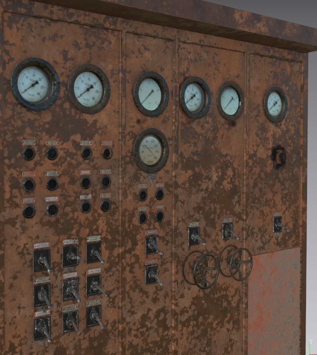 Old Abandoned Factory Control Panel 3D model_7