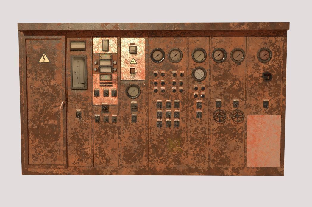 Old Abandoned Factory Control Panel 3D model_9