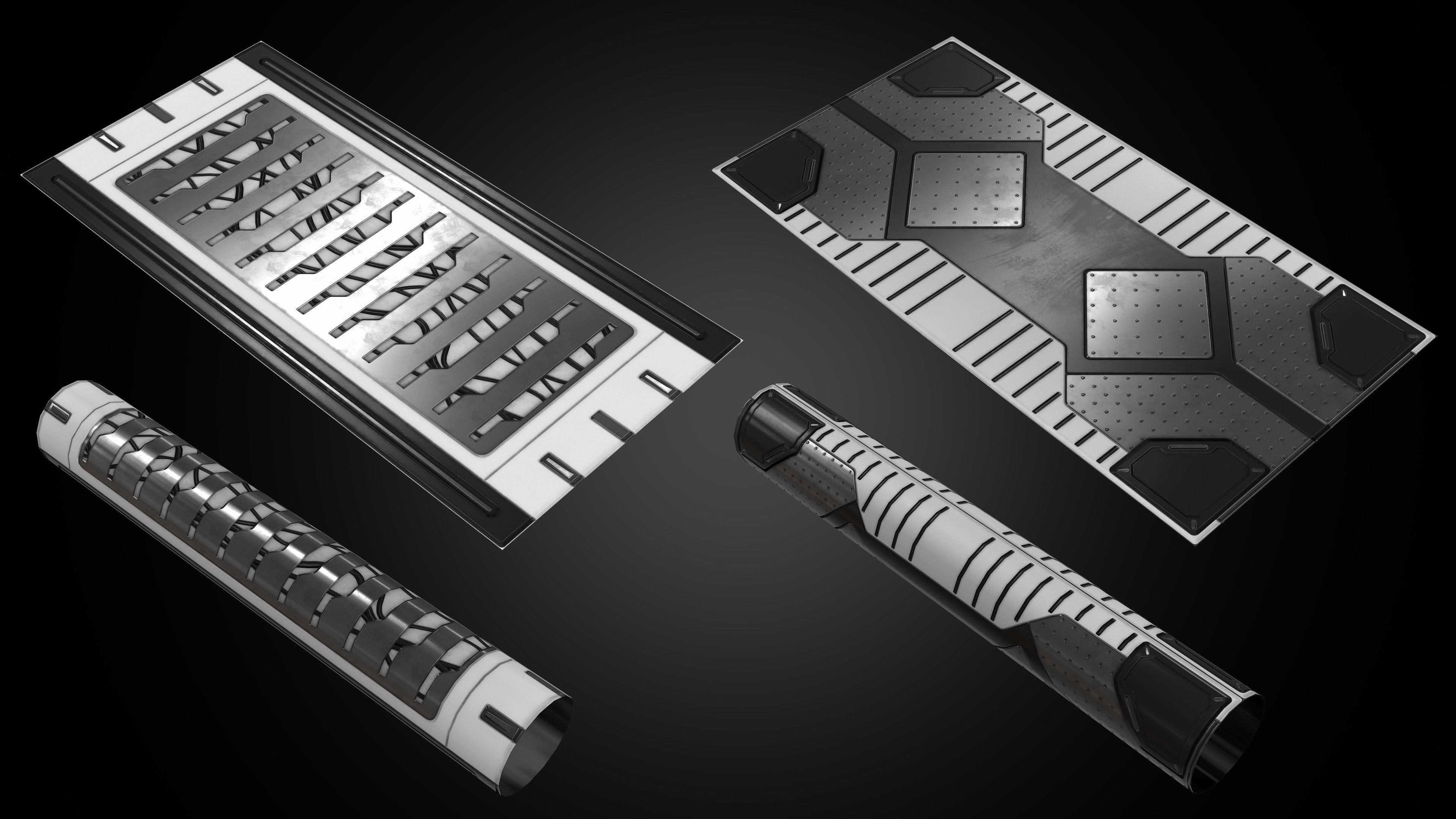 Sci-Fi Panels Low Poly Low-poly 3D model_6