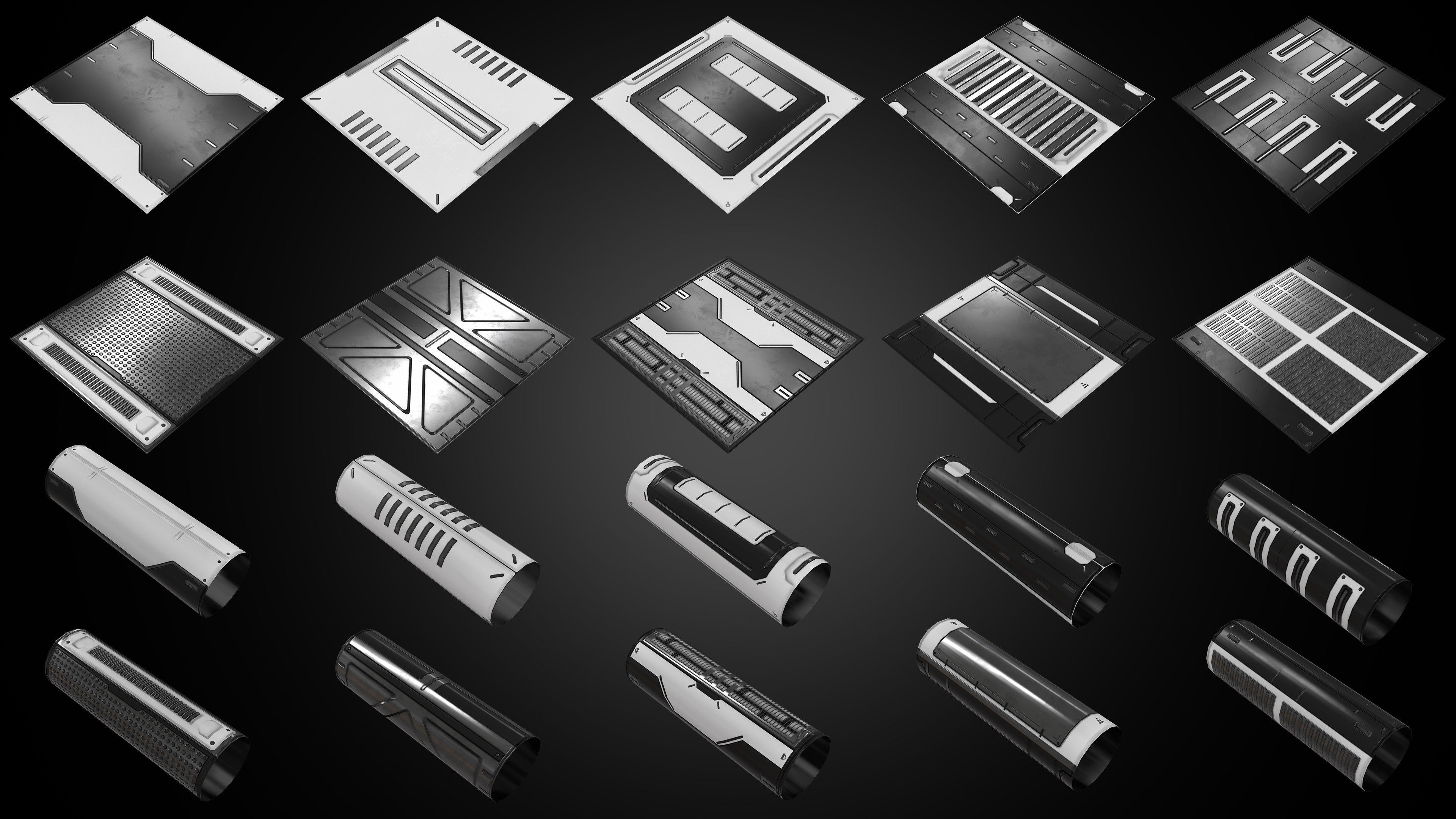 Sci-Fi Panels Low Poly Low-poly 3D model_2