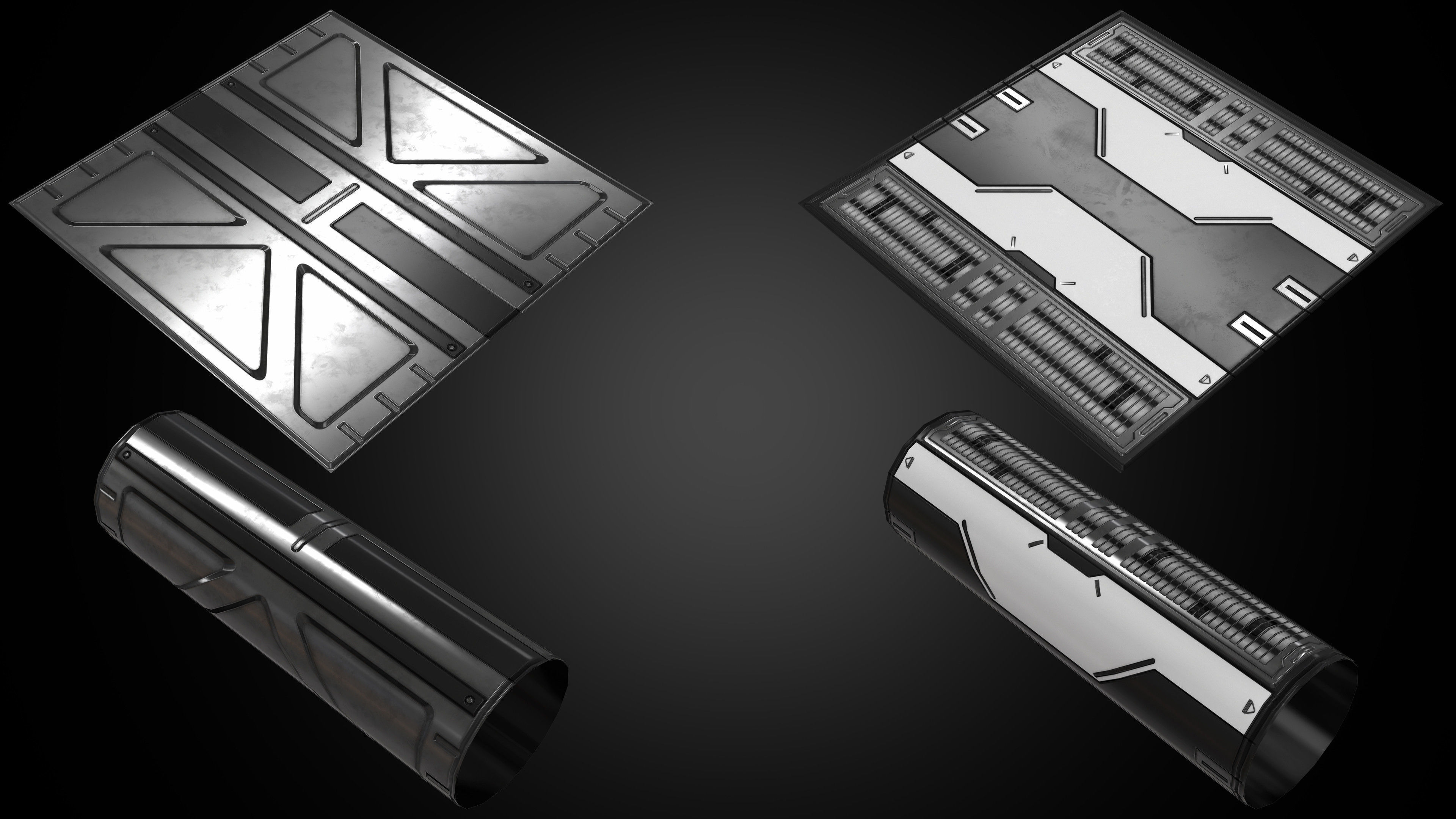Sci-Fi Panels Low Poly Low-poly 3D model_9