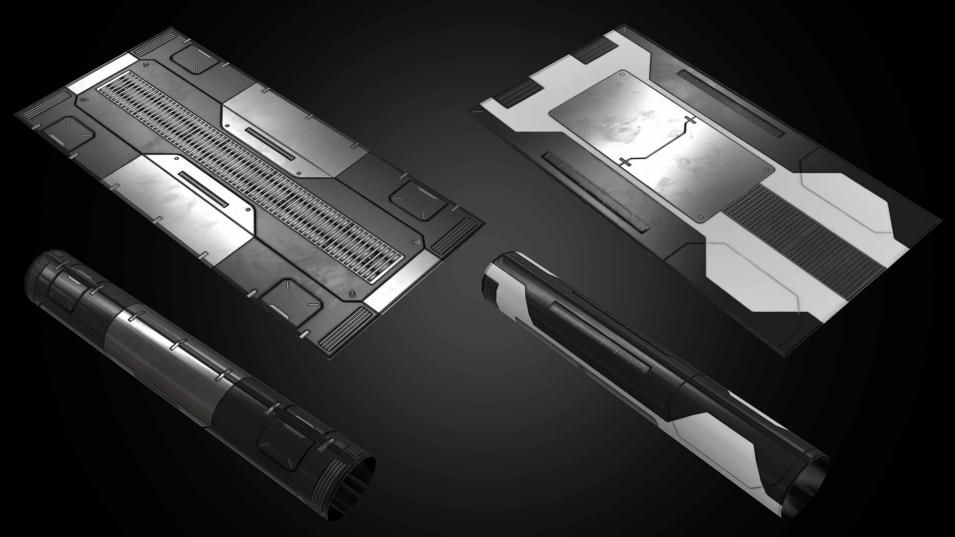 Sci-Fi Panels Low Poly Low-poly 3D model_5