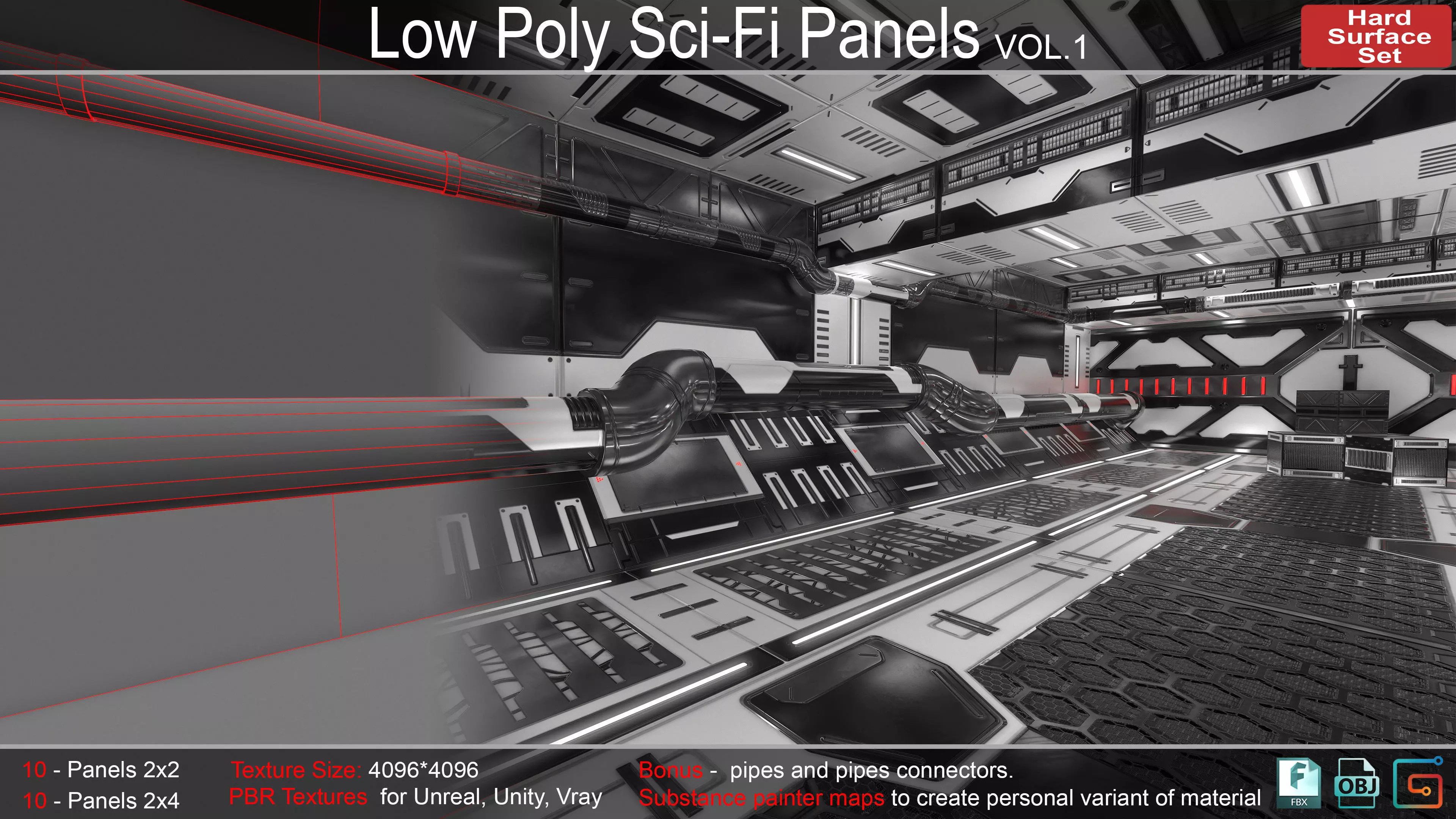 Sci-Fi Panels Low Poly Low-poly 3D model_0