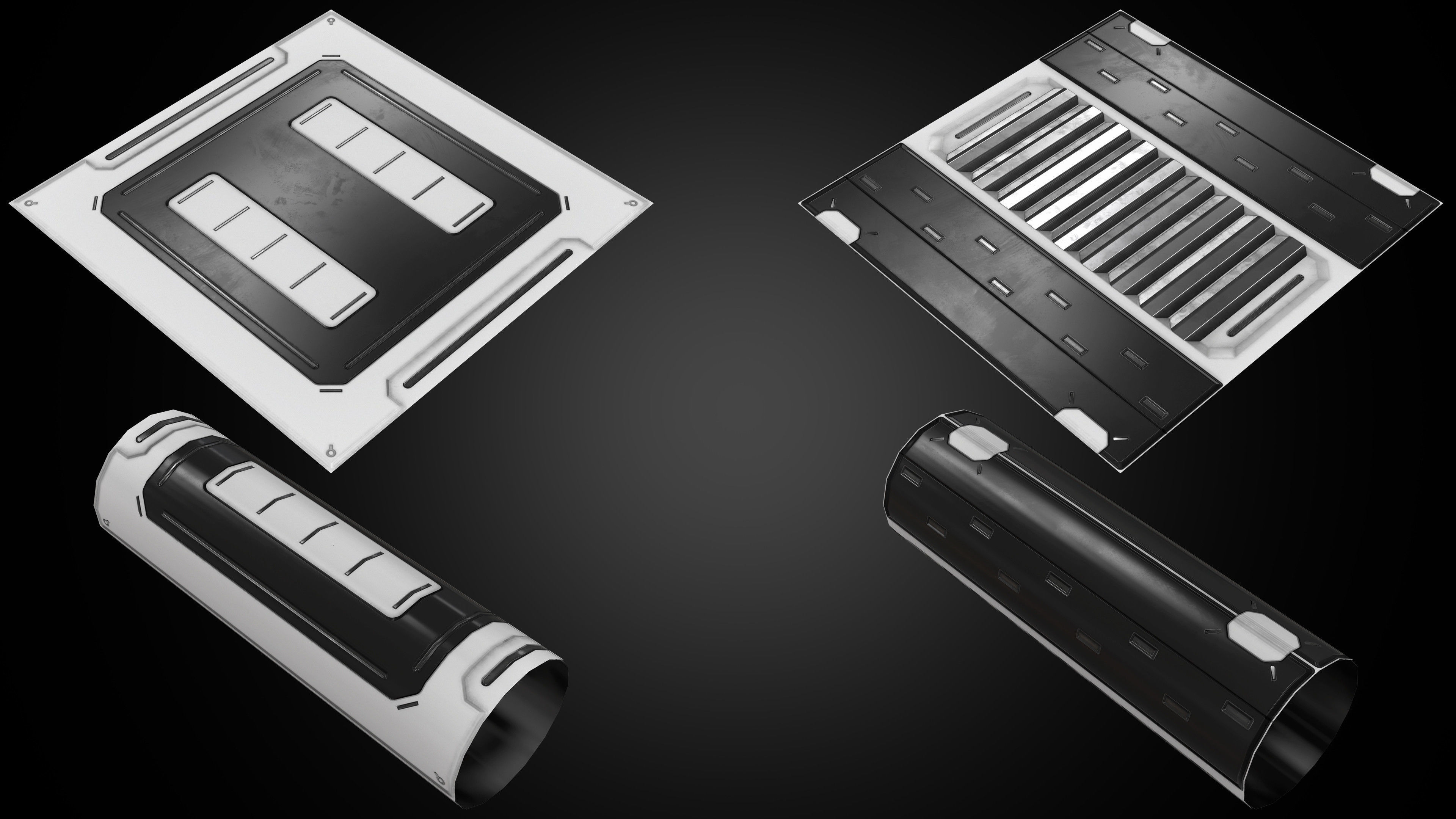 Sci-Fi Panels Low Poly Low-poly 3D model_11