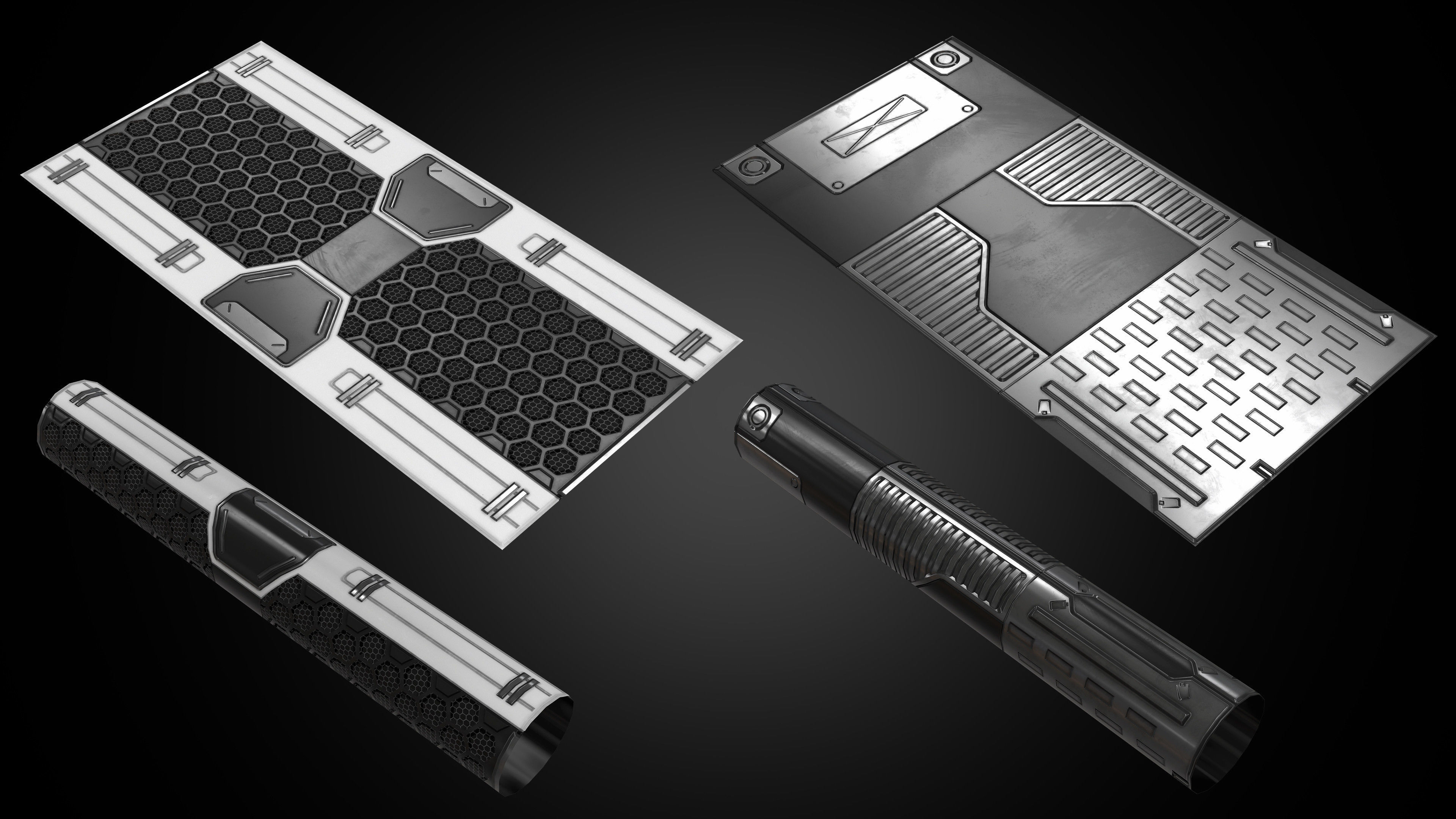 Sci-Fi Panels Low Poly Low-poly 3D model_4