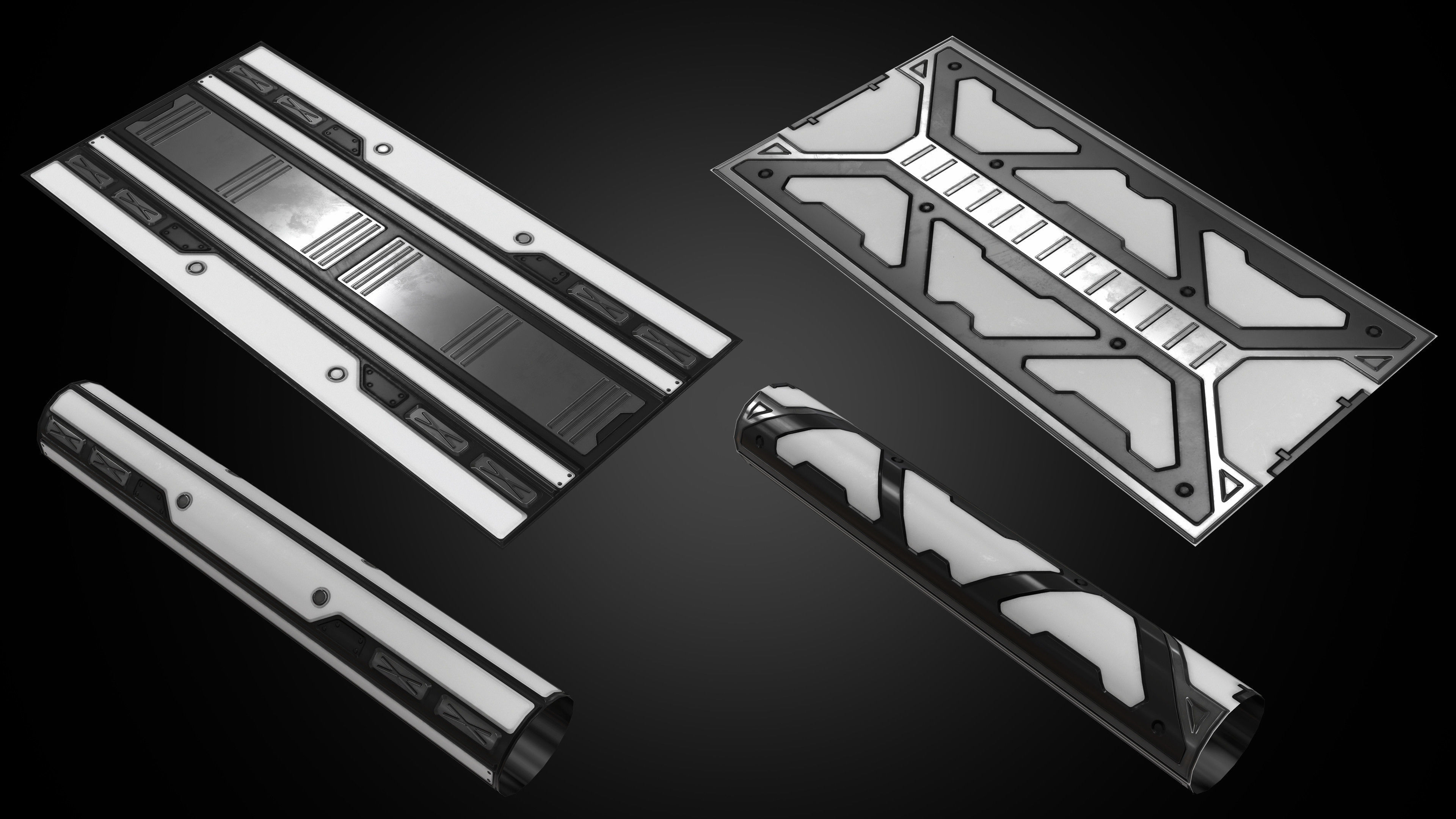Sci-Fi Panels Low Poly Low-poly 3D model_3