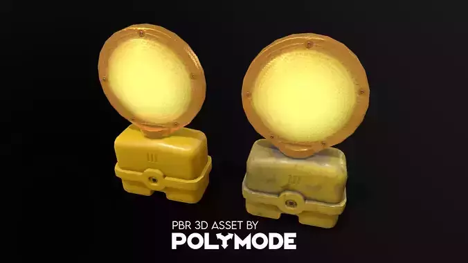 Traffic Warning Light Game-ready Low-poly 3D model Low-poly 3D model