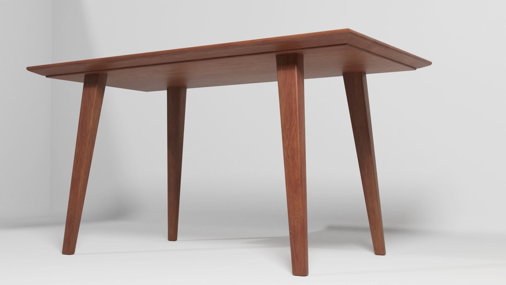 Dark Wooden Dining Table 3D model_4