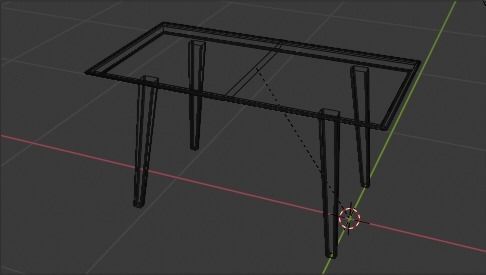 Dark Wooden Dining Table 3D model_5