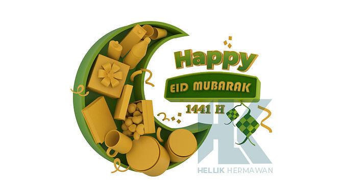 Logo Happy Eid Mubarak 3D model