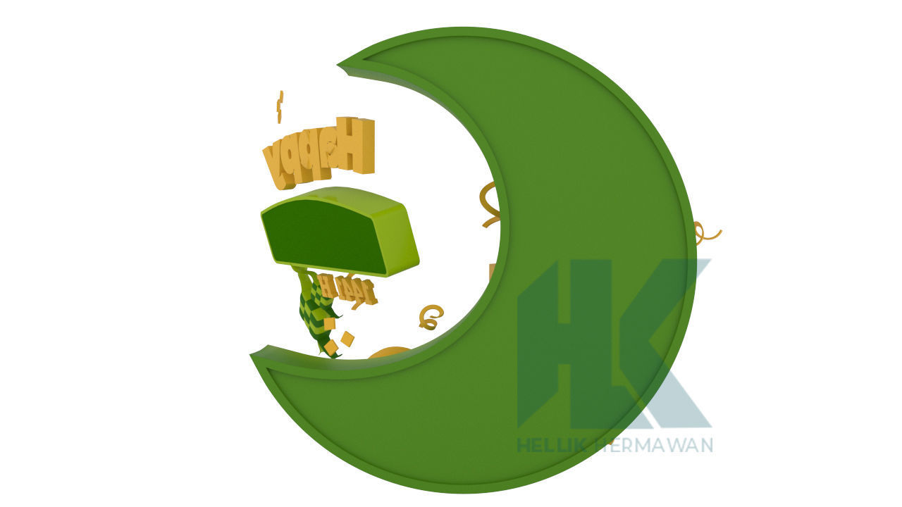 Logo Happy Eid Mubarak 3D model_4