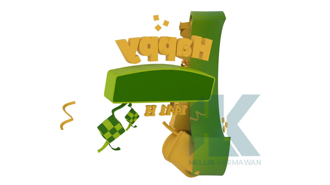 Logo Happy Eid Mubarak 3D model_2