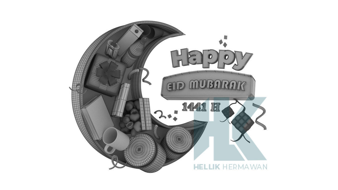 Logo Happy Eid Mubarak 3D model_1