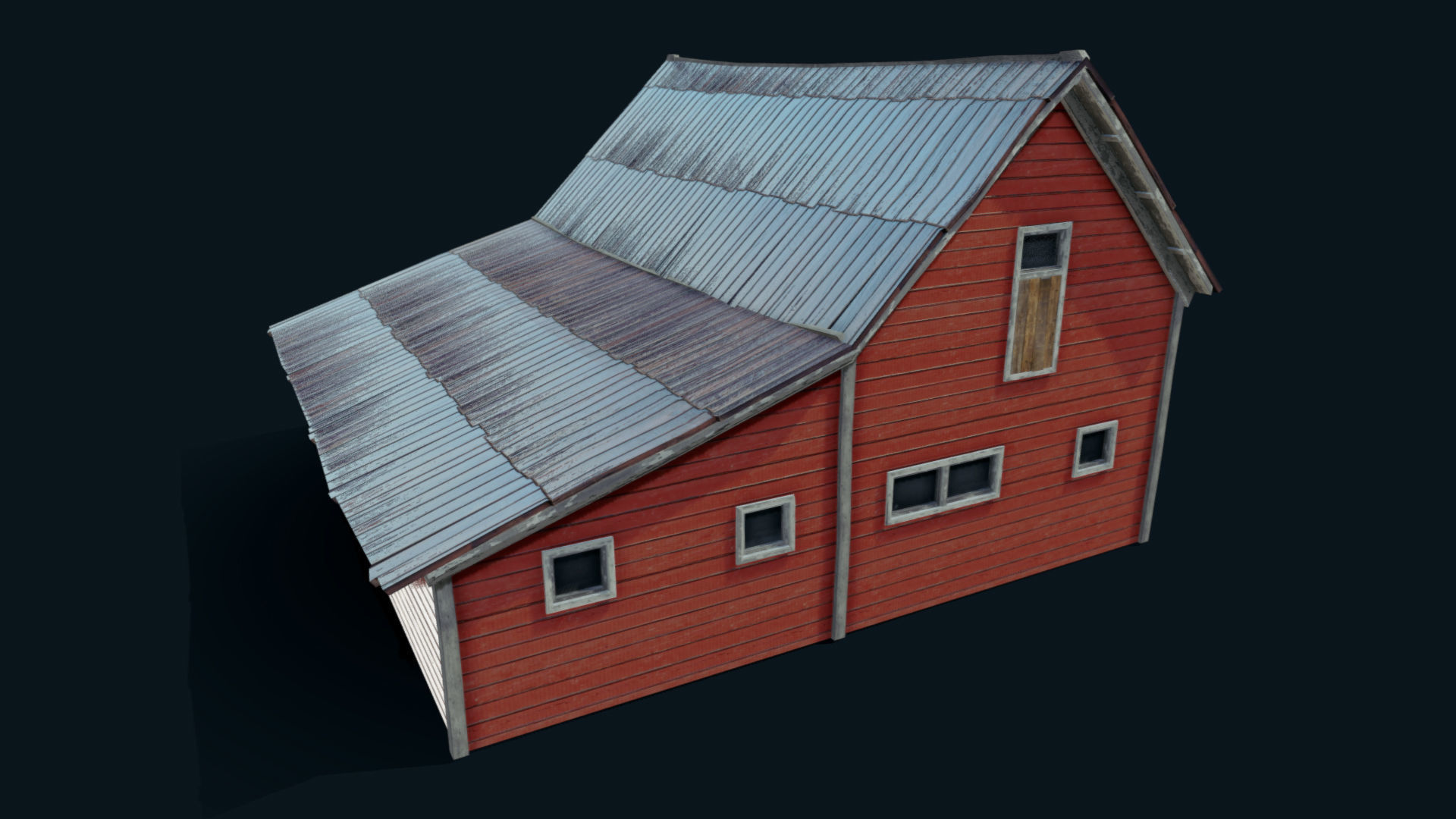Farm Red Barn Low-poly 3D model_15