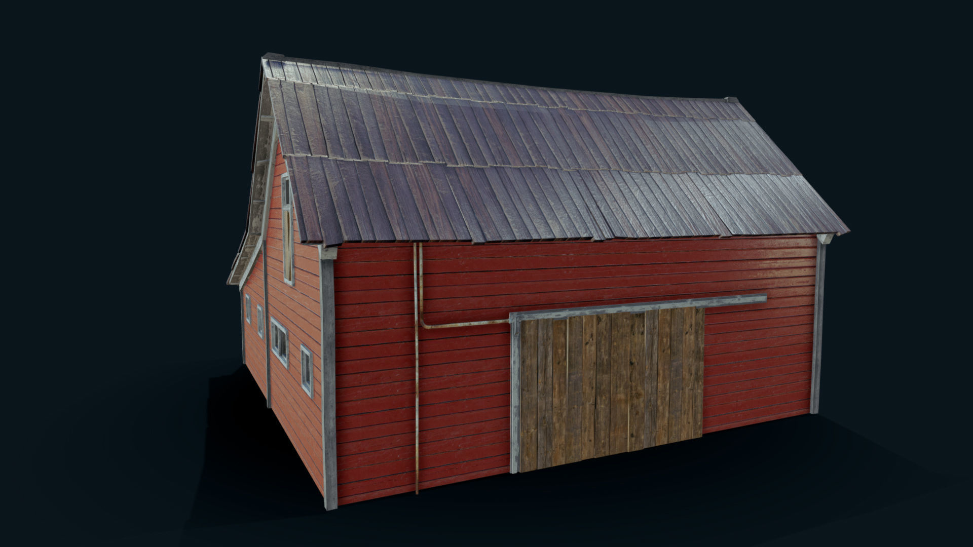 Farm Red Barn Low-poly 3D model_4
